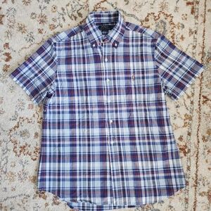 Ralph Lauren Blue and Red Plaid Button-Down Shirt